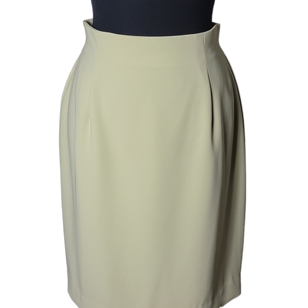 Rena Rowan pencil skirt women's size 10 cream high waist classic workwear